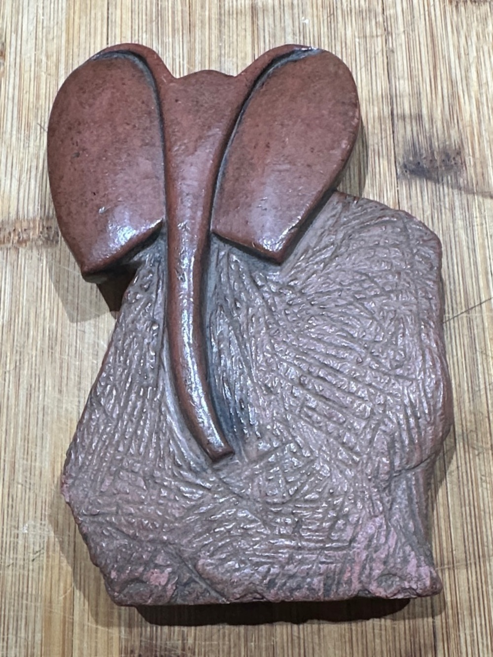 Red Stone African Elephant Statue | Hand Carved